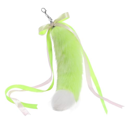 Porte-clés avec ruban et queue d'animal en peluche pour décorations de sacs à dos de 40cm