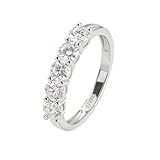 Jeulia Promise Engagement Moissanite Ring 925 Sterling Silver 0.5CT D Color VVS1 Lab Grown Diamond 18k White Gold Stackable Eternity Wedding Band for Women Anniversary Valentine Jewelry (White, L-½)