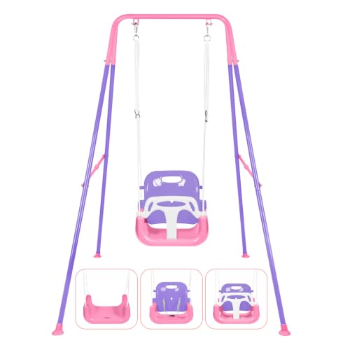 Image of 3-in-1 Toddler Swing Set, Foldable Baby Swing with Stand