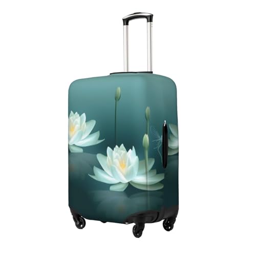 Dragonfly With Water Lily Print Luggage Suitcase Covers Elastic Washable Luggage Protector Luggage Covers For Suitcase2