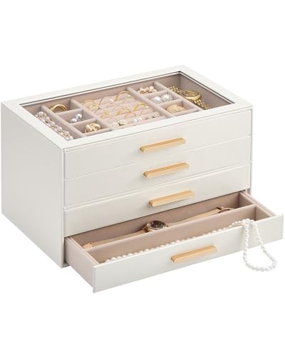 Lolalet Caja Organizadora de Joyas de 4 Niveles con Tapa de