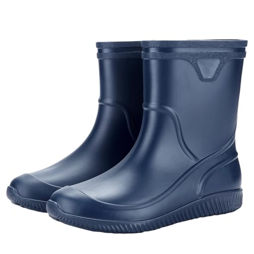 Botas de media altura para hombre, con goma de goma, impermeables, ligeras, antideslizantes, botas de trabajo, botas de lluvia de media altura, botas de goma para exteriores, protección al aire libre