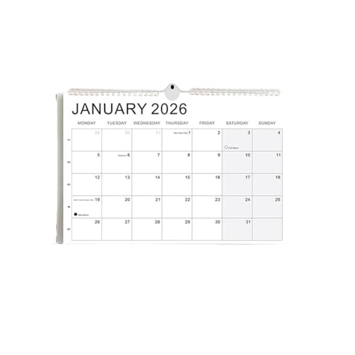 2026 Wall Calendar - 12 Month A4 Hanging Planner from January to December 2026 | Simple & Minimalist Design for Office, Home & School Planning