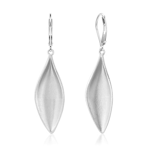 ALEXCRAFT 925 Sterling Silver Dangle Earrings for Women Trendy Lightweight Statement Hypoallergenic 14k GoldplatedHandmade Brushed Curved Leaf Drop Dangle Leverback Earrings Boho Jewelry for Women2