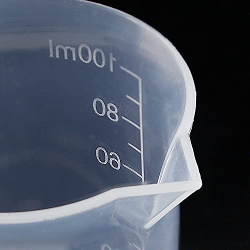 Waziaqoc 100ml Plastic Graduated Beaker (3 Pack), Transparent PP Measuring Cup Mixing Cup for Kitchen Lab