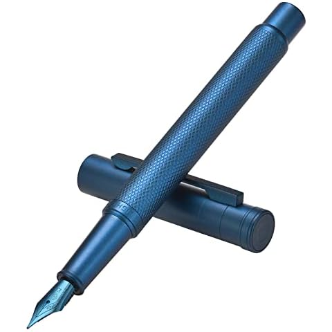 Hongdian Dunkel Blau Wald Füllfederhalter Extra Feine Spitze Füller Klassisches Design mit Konverter und Metall Geschenkbox Cover