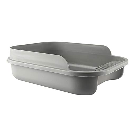 LEFUYAN Caixa de areia para gatos aberta com espaço grande para gatos semi-fechada, antidesgaste, an