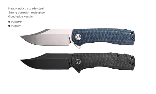 Petrified fish PFP03 Victor,3.58" K110 Satin Blade,140g Micarta Handel Flipper Liner lock Folding knife (Black Stonewashed)