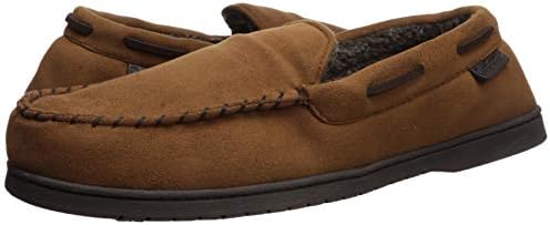 Dearfoams Men's Keaton Memory Foam Moccasin with Wide Widths Slipper, Chestnut Microsuede, Large | Image 5