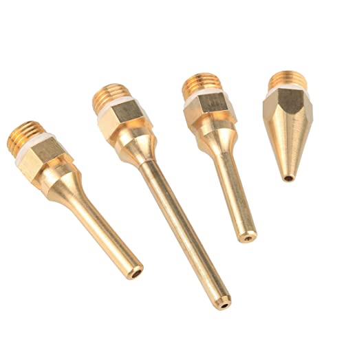 Bestgle 4 stück heißklebepistole düse 34mm 50mm 70mm reine kupfer-klebepistolen düse heißklebepistolendüse lange düse feine düse für klebepistole düse kupferspitze ersatzwerkzeug zubehör golden