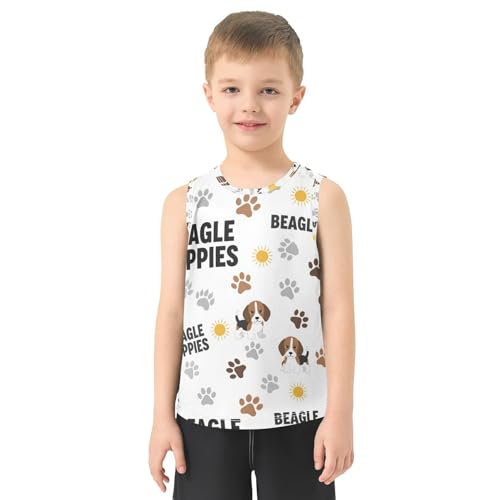 J JOYSAY Cartoon Dog Paw White Boys Tank Top Sleeveless Muscle Shirts Quick Dry Workout Sport Active Kids T-Shirts 3-15T2