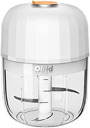 Electric Mini Garlic Chopper, Olrid Mini Chopper Food Processor, Garlic Mincer, for Chop Onion Nut Ginger Vegetable Pepper Spice Meat, Baby Food, Easy Cleaning, BPA Free (350ml)