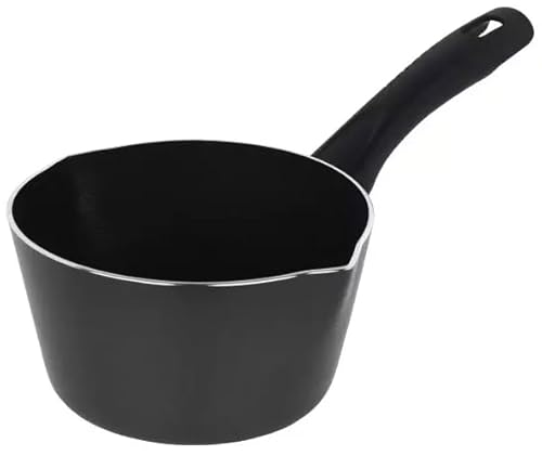 Non Stick Milk Pan Induction Safe Pot with Bakelite Handle | Milk Pot with Double Pouring Lips | Saucepan | Multi Purpose Stockpot for Sticky Sauces | Cooking Pots & Pans (Chef's Choice, 15cm FS014)