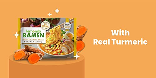 Lemonilo Ramen - Chick\'n Curry Soup - Healthy Instant Ramen - Oven-Baked Noodles with Tumeric - Made with All-Natural Ingredients - Quick Meal Kit (2.57 Oz) - Single Pack
