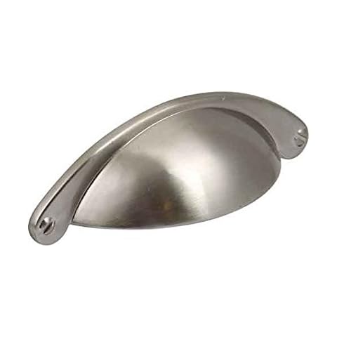 FITTINGSCO Shaker Cup Kitchen & Bedroom Cabinet Handle 64mm Hole Centres (Satin Nickel or Brushed Nickel Finish) Cover