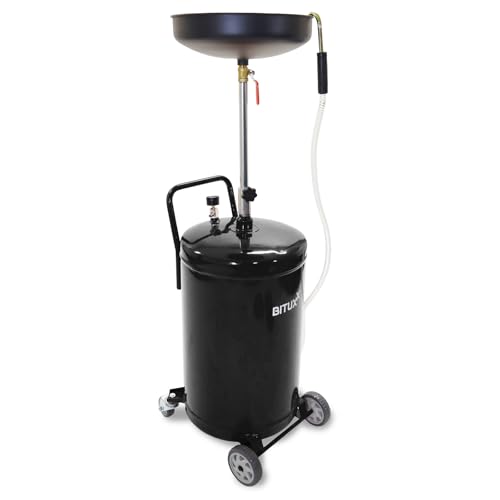 BITUXX Mobiler 80L Ölauffangwagen Ölablassgerät Ölauffanggerät Altölauffang Ölwagen Ölwechsel Druckluft Entleerung 38 5cm Trichter Schwarz