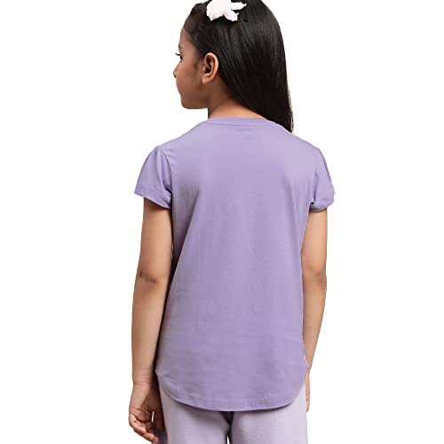 Image of Kidsville Frozen Printed Regular Fit Purple Cotton Girl's T-Shirt