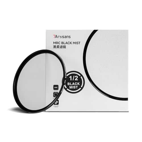 7artisans Black Mist Filter 1/2 Aluminum Alloy Natural Soft Diffuser Effect Dream Cinematic Effect Soft Focus Optical Glass Filter (82mm)