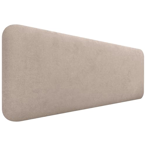 DHOME Cabecero Tapizado Liso Redondeado Tela Aqualine para Pared Acústicos Cabeceros Absorbentes Cabezal Cama Dormitorio (Beige, 160cm)