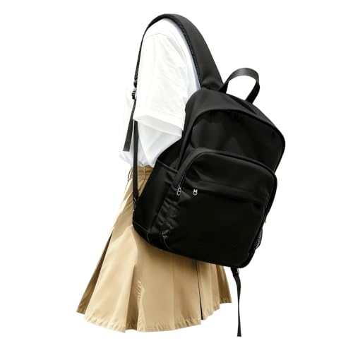 Schulrucksack Teenager Mädchen Jungen Lässig Rucksack Damen Schultasche Aesthetic School Bag Laptop Rucksack Schule Wasserdicht Rucksäcke Herren Casual Daypacks -Schwarz
