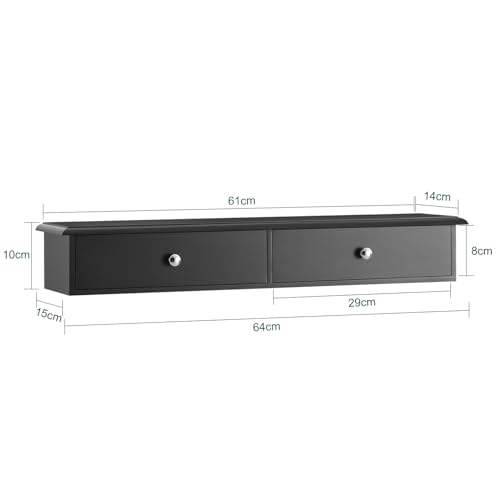 Haotian FRG43-SCH Black Floating Shelves With 2 Drawers thumb #2