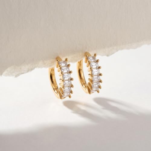 Image of PALMONAS Gold Stone Studded Hoop Earring for Women - Gift for Girls & Women | Waterproof & Anti-Tarnish Earrings
