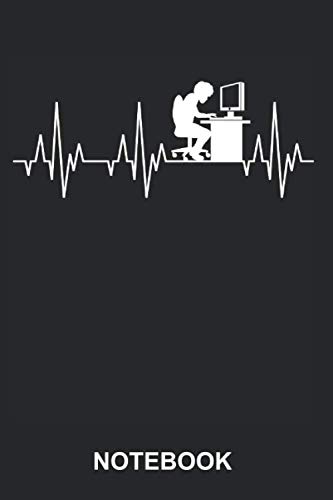 Notebook: Computer Nerd Geek Freak Gamer Game Gaming Internet Programmer Techie Program Funny Cute Heartbeat | Diary, Notebook and Journal | Size 6" x ... Pages | Softcover | Blank Wide Ruled Paper