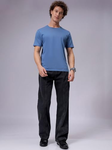 Image of The Indian Garage Co Men Loose Baggy Relaxed Fit Solid Mid-Rise Jeans