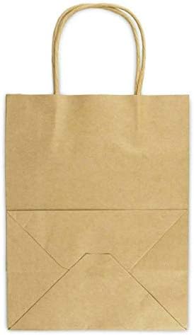 50pcs 20cm x11cm x H 27cm Kraft Paper Bags Gift Bag with Handles for Wedding Party Craft Retail Packaging,Recycled Twist Handles Shopping Bags (S50,Brown)