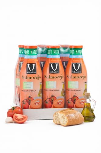 Villaolivo - Pack 6x1L Salmorejo 100% Natural | Receta Tradicional | Sin Conservantes ni Aditivos | Listo para Servir