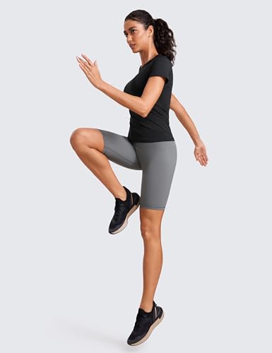 CRZ YOGA Seamless Workout Tops for Women Short Sleeve Athletic Tees Breathable Gym Running Yoga Shirts3