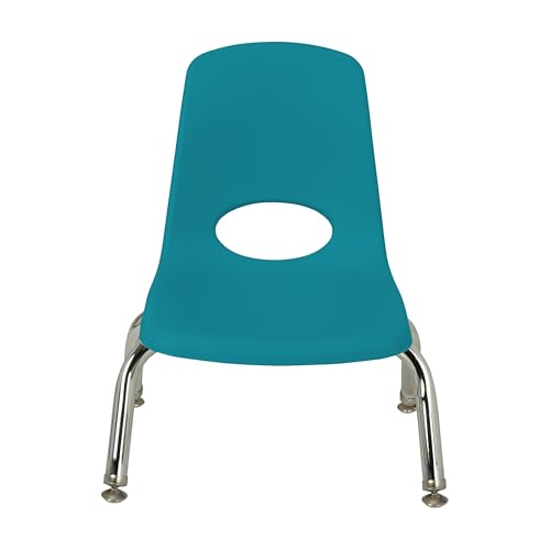 Image of FDP 8 inch School Stack Chair,Stacking Student Seat with Chromed Steel Legs and Swivel Glides for Daycare, Preschool and Homeschool - Teal (2-Pack), 15408-TL