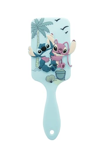 Disney – Brosse Démêlante Cheveux Enfants Stitch & Angel – Poils Flexibles – Ergonomique Antidérapant – Usage Cheveux Sec, Mouillé – Accessoire...
