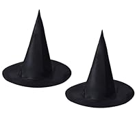 SEFIRST 2 Pcs Witches Hat, Black Wizard Hat, Witch Costume Accessories, Halloween Hats Kids Adult Foldable Witches Hats for Halloween Dress Up Costume Party Cosplay Fancy Dress Carnival, Unisex