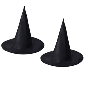 SEFIRST 2 Piezas Sombreros de Bruja Negros Sombreros de Fiesta de Halloween Accesorios para Disfraces Disfraz, Sombrero de Mago de Halloween Plegable para Reunión Familiar, Talla Única (Negro)
