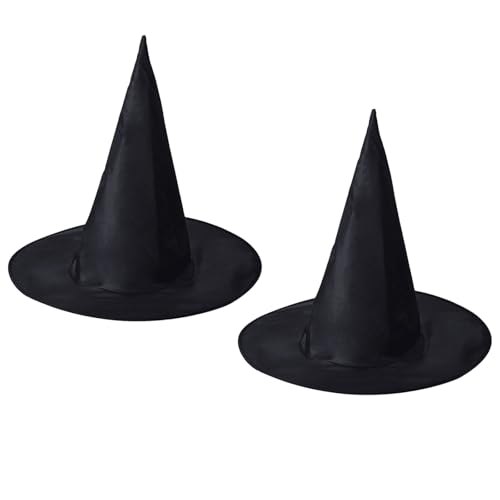 SEFIRST 2 Pcs Chapeaux de Sorcière pour Fête d'Halloween, Accessoires de Costume, Chapeau de Sorcière pour Enfants, Chapeau de Sorcier Pliable pour Halloween, Réunions de Famille, Taille Unique (Noir)