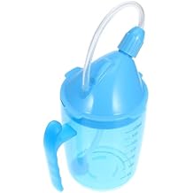 Liquid Diet Cup for Bedridden Patients with Straw, Spill-Proof Anti-Choking Elderly Drinking Aid, Maternity Water Cup for Disabled and Hospital Use, Sky Blue