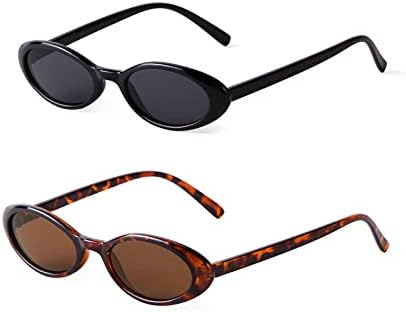 VIA LEECA Retro 90s Oval Sunglasses Women, Trendy Fashion Tinted Sun Glasses UV400 Protection for Driving Party Gift Black Tortoise Aesthetic Accessories