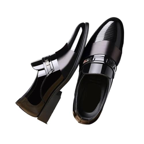 Men's Leather Shoes Business Casual Soft Leather Men's Middle-Aged and Elderly Shoes Oxfords(6222Black,8.5)