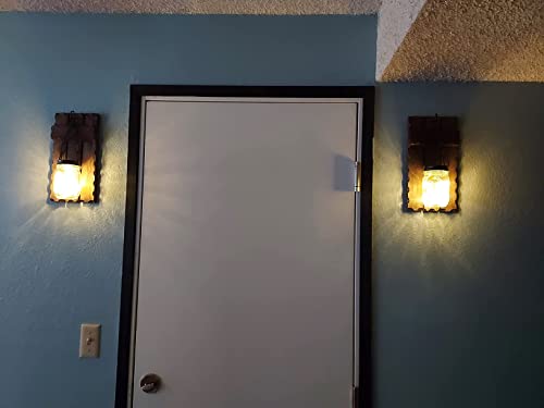 Farmhouse Wall Sconces Decor, Rustic Wall Decor, Wall Candle Holder Hanging Decor With Lights, Wall Decorations For Living Room, Bathroom,Wall Sconces Set Of Two (Brown) #TOP6