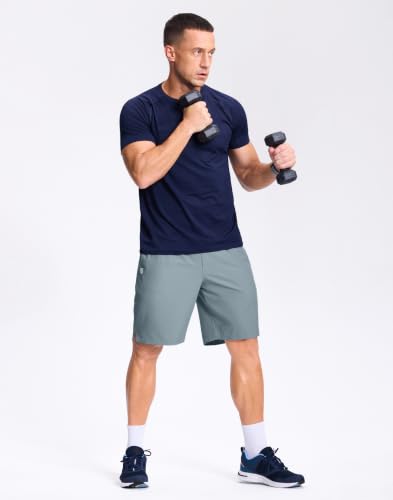Image of GGJ Men's Lightweight Athletic Shorts with 2 Zipper Pockets 7 inch /9 inch /5 inch Gym Workout Running Quick Dry Tennis Shorts for Men