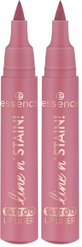 Essence Cosmetics Line N' Stain Tattoo Lip Liner, Lunga Durata, Definizione, Effetto Colorante, Colore Intenso, 2.5 ml (Confezione da 2)
