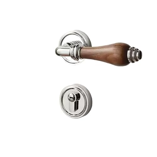 静かなレトロな木目調ドアロック。寝室のドアに最適。ウォールナットの木目がアクセントになったゴールド/シルバー仕上げ。耐久性のあるハンドル。(Black)