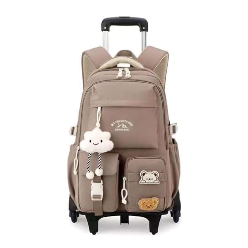 Yumenam Sac à Dos à Roulettes pour Filles,Sac D'école pour Adolescents avec Chariot Amovible,...