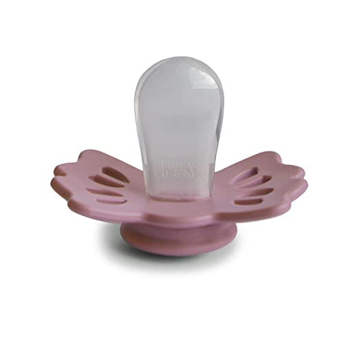 Image of FRIGG Lucky Symmetrical SilkySoft Silicone Baby Pacifier | Made in Denmark | BPA-Free (Cedar /Baby Pink, 0-6 Months)