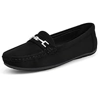 DREAM PAIRS Mocasines para Mujer Loafers de Cuero Zapato Casual Zapatos de Conducción Cómodos Negro SDLS2205W-E Talla 38 (EUR)