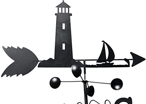 Girouette pour Phare en acier déco de jardin et terrasse avec support mural et piquet
