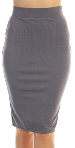 ToBeInStyle Women’s Solid Color Flirty Back Slit Professional Formal Pencil Skirt
