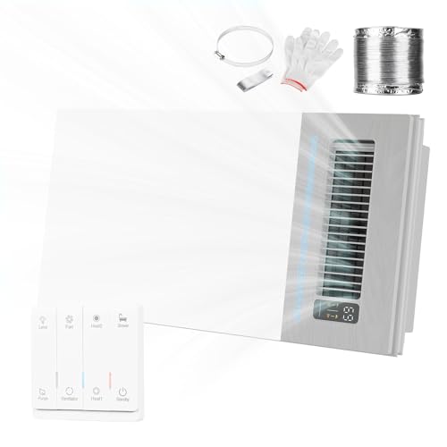 Hawkrown 4 in 1 Bathroom Exhaust Fan with Light and Heater, 1900W Bathroom Heater Fan Light Combo, 180 CFM 1.0 Sone Ceiling Fan Remote Control Heater, Ventilation for Home, Bath, Hotel (Style 2)
