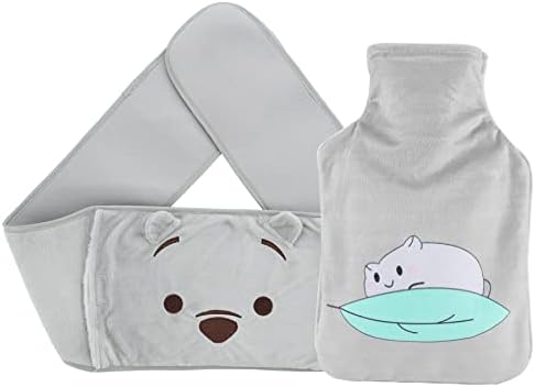 Homealexa Wärmflasche mit Weichem Bezug 1L Premium Naturkautschuk Sicher und Langlebig Wärmeflasche für Familie Wärmbeutel für Hals Schulter Abdomen Beine Taille Warm Grau